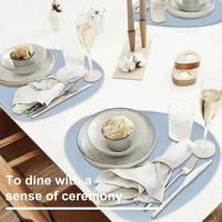 Juego De Tapetes Y Tazas De Cocina Irregulares De Cuero Lácteo Resistente Al Aceite Y a La Agua Para Mesa De Comedor Decoración Europea Eco-amigable - details 2