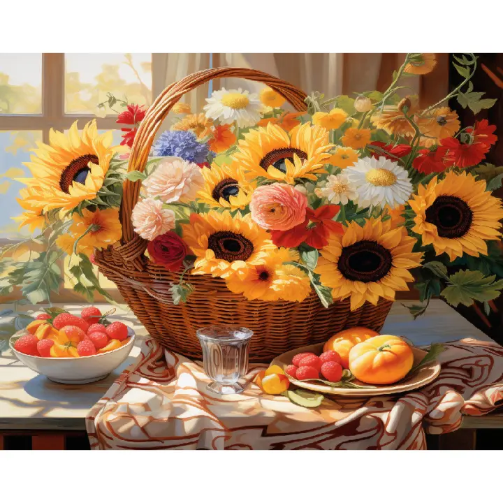 Ruopoty-Kit de pintura por números de flores, pintura acrílica por números, obra de arte Diy, pinturas sobre lienzo por números - 1