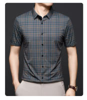 Camisa corta a cuadros ligera de alta gama, nuevo estilo de verano, informal de mediana edad, sin planchar, camisa de media manga en pulgadas para - details 1