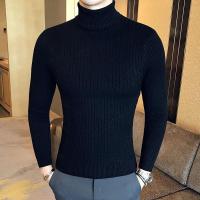 Nuevo jersey de cuello alto de los hombres, de color sólido de cuello alto de invierno casual, jersey retro de fondo simple, de adentro hacia afuera jersey de punto de los hombres casuales delgada y delgada - details 1