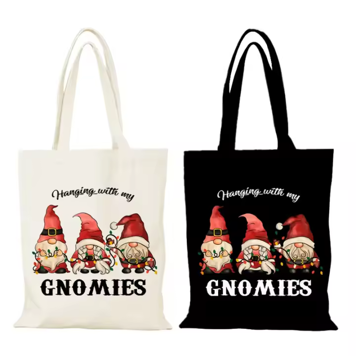 Bolso de mujer con dibujos animados, bolso de mano para mujer, regalo de Feliz Navidad y Año Nuevo, bolsos de señora, bolso de compras ecológico, tela de lona - 1