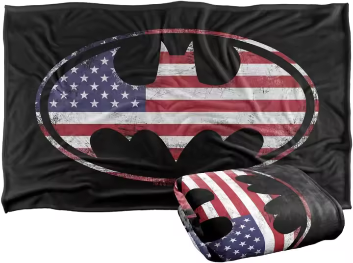 Manta supersuave de Batman, bandera americana, logotipo de murciélago, tacto sedoso - 1
