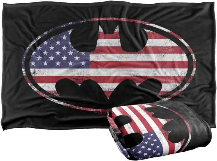 Manta supersuave de Batman, bandera americana, logotipo de murciélago, tacto sedoso - 1