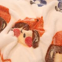 Sábana de Terciopelo Cálido Coral para Invierno con Estampado de Flor Hueso de Couette Suave y Grueso 240x220 - details 32