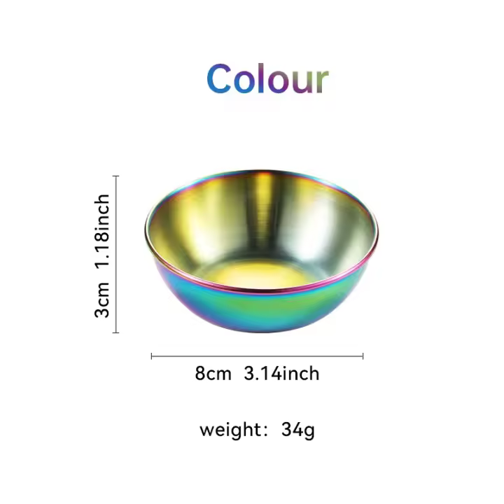 Platos para salsa dorada de acero inoxidable, bandeja para servir condimentos especiales para aperitivos, platos de especias, vajilla de cocina, 1ud. - 1