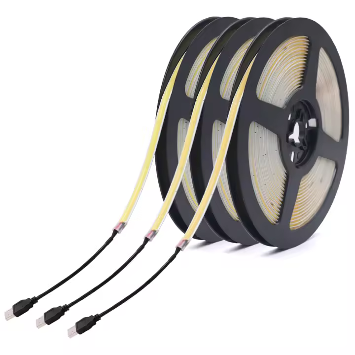 Tira de luz LED COB 5V XUNATA de alta densidad 320LEDs/m iluminación lineal USB 5mm de ancho luz cálida 3000K 4000K 6000K - 1