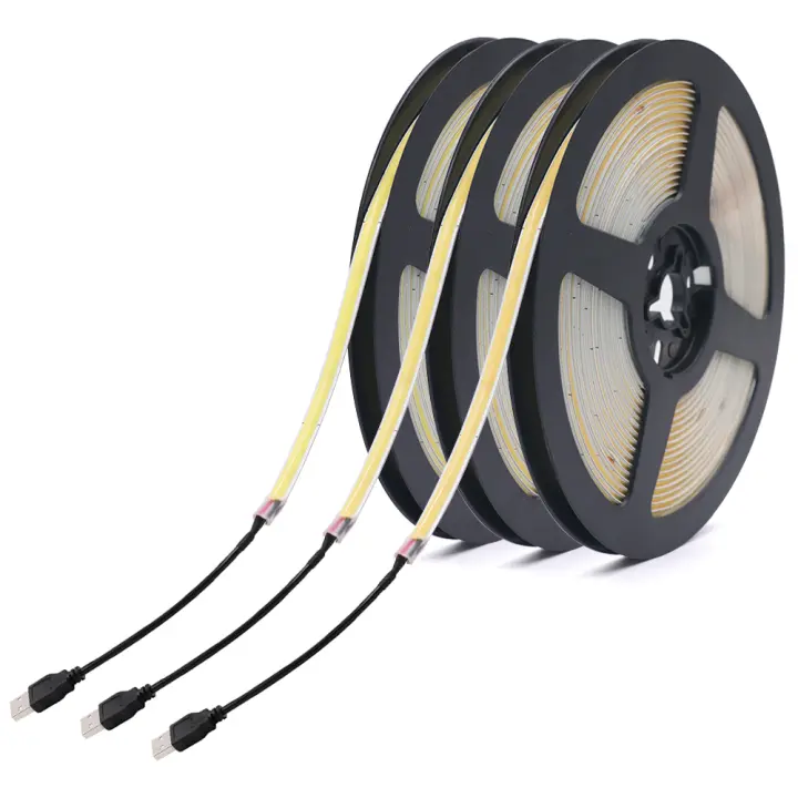 Tira de luz LED COB 5V XUNATA de alta densidad 320LEDs/m iluminación lineal USB 5mm de ancho luz cálida 3000K 4000K 6000K - 1