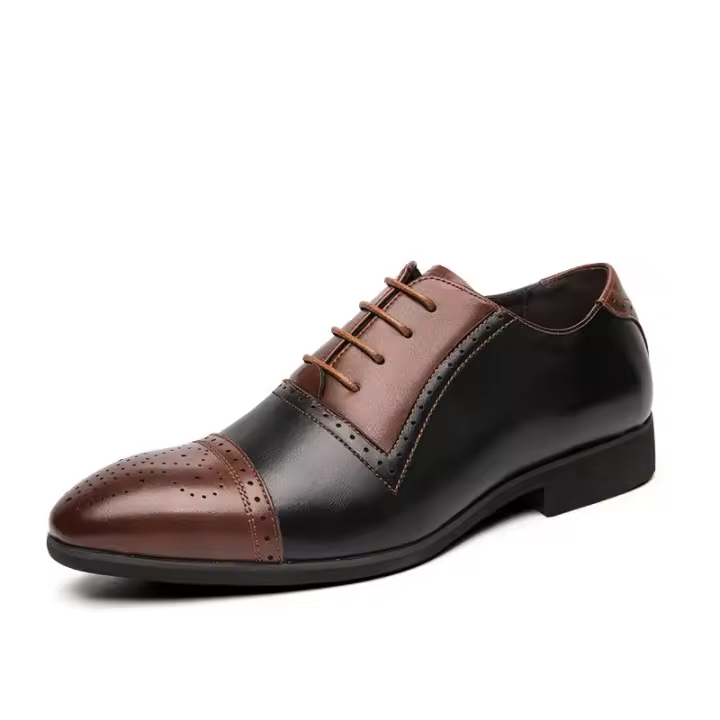 Zapatos de cuero Brock de negocios de gran tamaño para hombre, zapatos Oxford que combinan con el color. - 1