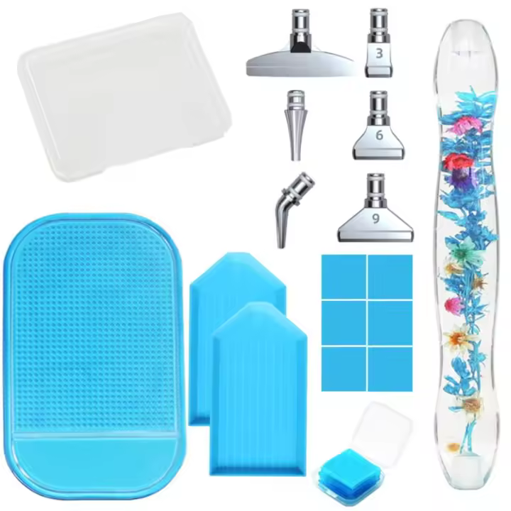 Accesorios de pintura de diamantes con purpurina de puntada, bolígrafo de resina, cabeza de bolígrafo de repuesto, bolígrafo de pintura de diamantes, bolígrafos de taladro de punta - 1