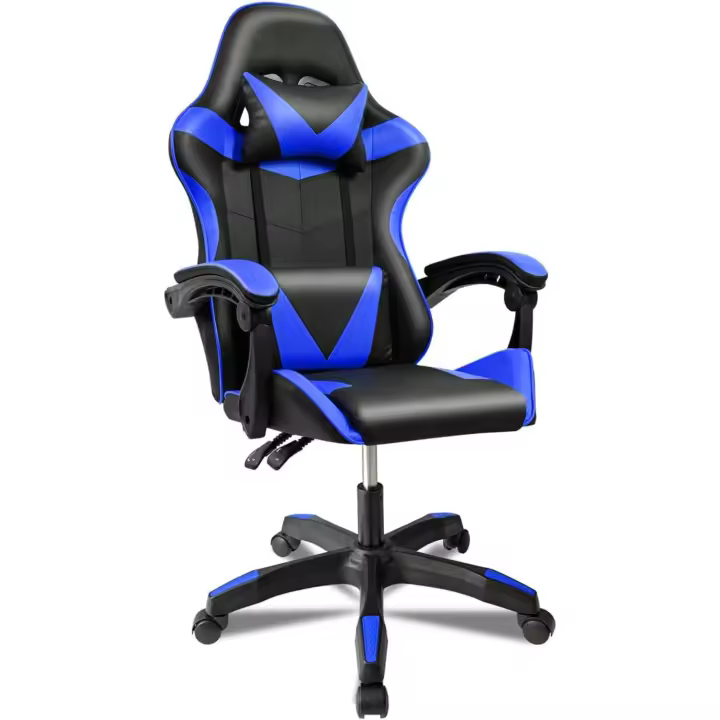 Silla Gaming Ergonómica Reclinable con Cojín Lumbar y Cervical |   Altura Ajustable, Reposabrazos Acolchados, Ruedas 360 ° |   Ideal para Oficina, Escritorio, Teletrabajo, Estudio, Juego, Ordenador - 1