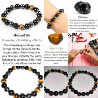 Pulsera de cuentas de piedra de obsidiana de hematita magnética para mujer con ojo de tigre natural para hombre, joyería de energía espiritual - details 4