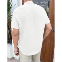 Temu Shein Cárdigan suelto para hombre Camisa de manga corta informal de color sólido - details 8