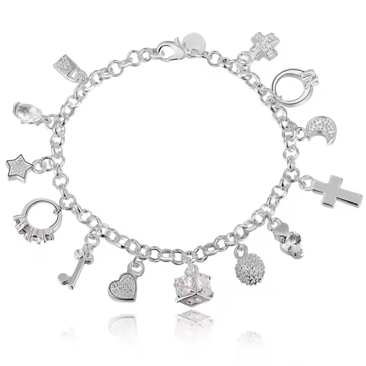 Pullins Fashion Lindo Mujeres Señora Gift de San Valentín Encanto 925 joyería Plata - 1