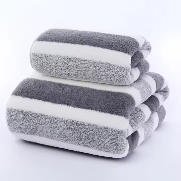 Juego de toallas con patrón a rayas, toalla de mano suave, toallas absorbentes de secado rápido para Baño - 1