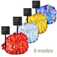 Luz solar de tubo exterior, 21,95 metros, 200 luces LED, con mando a distancia, 8 modos externos de cuerda - details 1