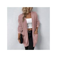 Suéter con bolsillo para mujer, cárdigan de manga larga con cuello en V, Tops casuales, Tops de punto, Color sólido, Coreano - details 0