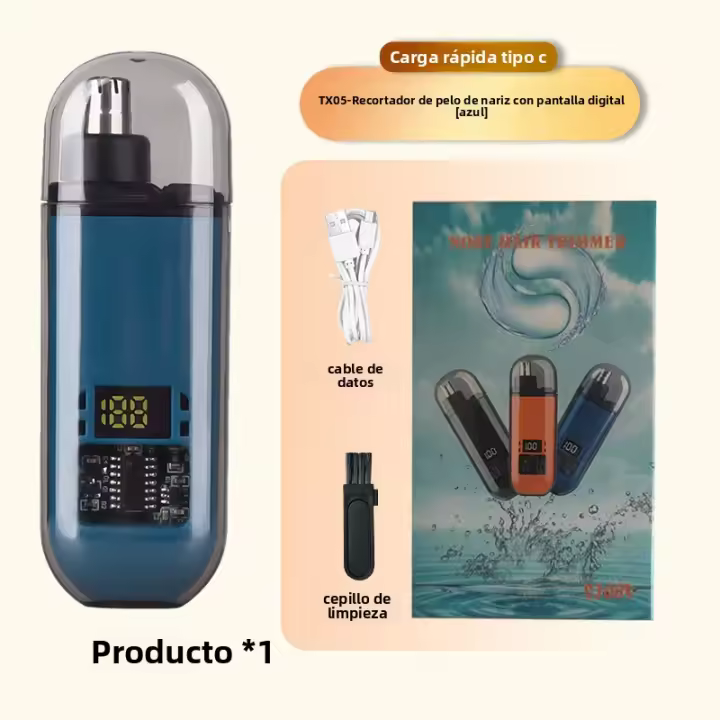 Nuevo Cortador de Pelo de Nariz Eléctrico Portátil Pantalla Digital Compacta Cuchillo Recargable - 1