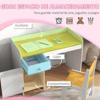 2 Piezas Pupitre Infantil Escritorio para Niños Incluye Silla y con Cajón y para Dormitorio Sala Blanco y Natural - details 2