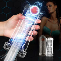 Taza masturbadora masculina automática, vibración, mamada, succión de pene, máquina vibradora, silicona transparente, Coño suave, Vagina, Juguetes sexuales, productos para adultos para hombres - details 0