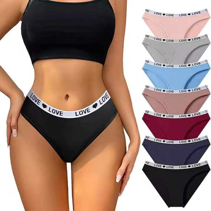 7 unids/set de bragas de algodón para mujer, calzoncillos suaves sexis, bragas bonitas con letras para niñas, lencería elástica transpirable para mujer, XS-XL - 1