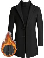 Chaqueta gruesa de lana para hombre, cortavientos de longitud media para otoño e invierno, color liso - details 6
