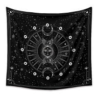 Tapiz psicodélico de constelación de sol y luna, decoración de dormitorio, colgante de pared con estampado blanco y negro, 73x95CM, 1 unidad - details 0