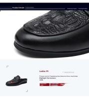 Nuevos zapatos casuales de moda para hombre hechos de piel de cocodrilo Elish, mula, suela de goma antideslizante, flexibles y transpirables para - details 7