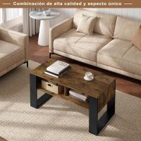 Mesa Central Baja con 2 Niveles Mesita Lateral para Sofá Mesa de Café con Comportamientos - details 1
