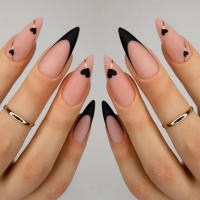 24 PCs Uñas Postizas Francesas Con Hilo Dorado Y 1 Pegamento Gel Y Archivo De Uñas Combos De Uñas Postizas De Acrílico - details 0