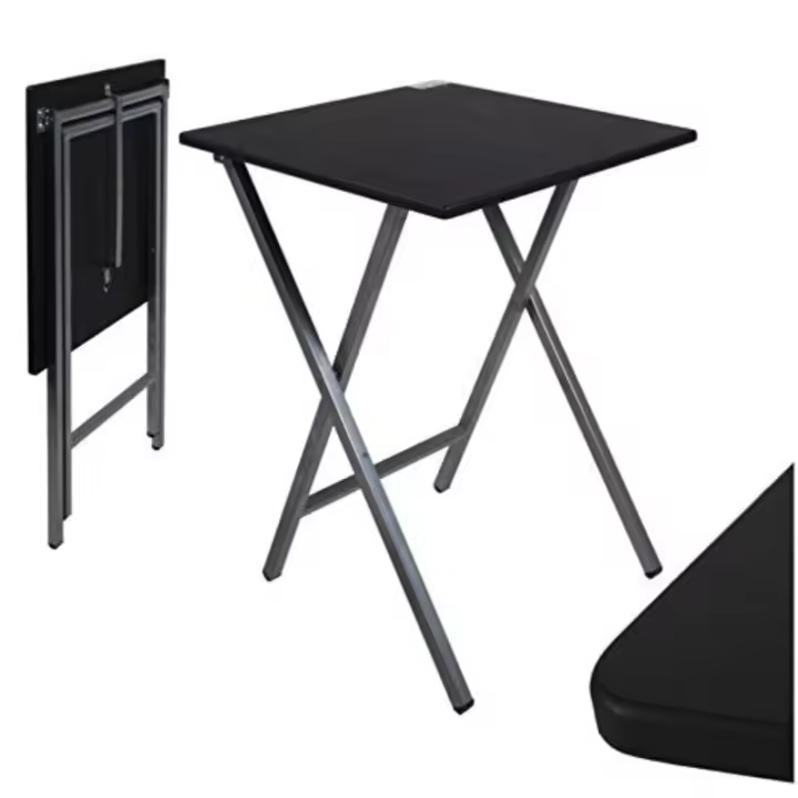Mesa Cuadrado Plegable Blanca portatil Multifuncional, Mesas Auxiliares para casa 48x48x65 cm (Negra) - 1