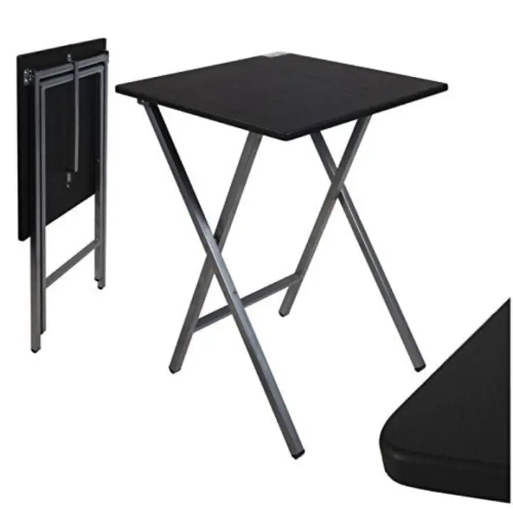 Mesa Cuadrado Plegable Blanca portatil Multifuncional, Mesas Auxiliares para casa 48x48x65 cm (Negra) - 1