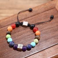 Pulsera de Yoga Vintage India Doble Capa de 7 Akas Mujeres Hombres Joyería de Sanación de Piedras Lava - details 23