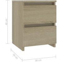 vidaXL 2X Mesitas de Noche Contrachapada Casa Hogar Decoración Diseño Estilo Habitación Dormitorio Mesilla Cama Cómoda 30x30x40 cm Color Roble Sonoma - details 3