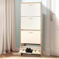 Mueble zapatero de 12 pares - Estantería de gran capacidad para vestíbulo o pasillo - (ancho) 60 x (profundidad) 24 x (alto) 80 cm - Madera clara blanca - details 73
