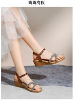 Nuevas sandalias de moda con diamantes de imitación, versión coreana, plataforma y tacón de cuña para mujer - details 17