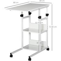 Mesa Auxiliar con Ruedas 80x40 cm Mesa para Sofá en Forma de C con Altura Ajustable 3 Niveles de 72-82 cm Marco de Metal para Salón Cocina Negro - details 11