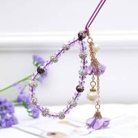Precioso cordón de flores de cristal para teléfono, cadena con nudo, llavero con cordón para teléfono móvil, bolso para mujer y niña, colgante para cámara - details 5