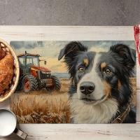 Realista con bordes al óleo, granja Koli, manteles personales en la mesa de comedor, adornos rurales en la cocina, primavera y verano, - details 3