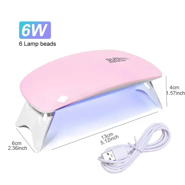 Mini secador hine UV para manicura, lámpara portátil de uso doméstico para secado de esmalte de uñas con Cable USB, 6W - 1