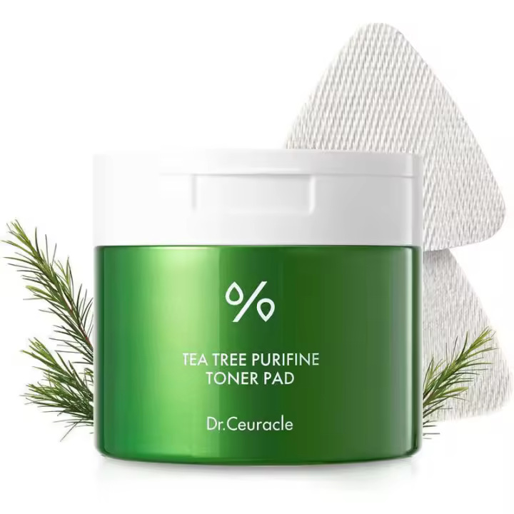 Dr.Ceuracle Tea Tree Purifine Toner Pad - Cuidado de la piel coreano, exfoliante suave y cuidado de los poros, almohadillas faciales de doble textura con PHA, - 1
