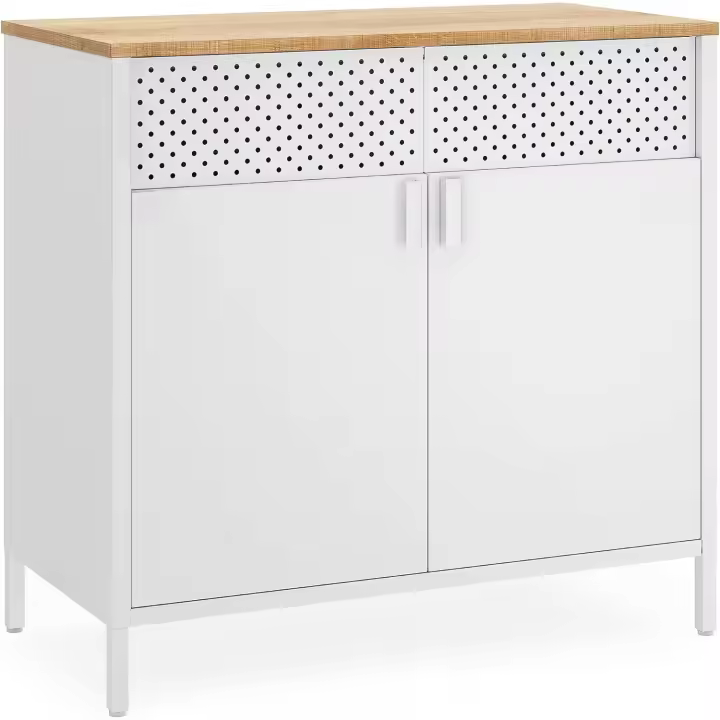 Gabinete de Metal Doble Puerta Magnético Estante Ajustable con Marco de Acero 40 x 80 x 76 cm - 1