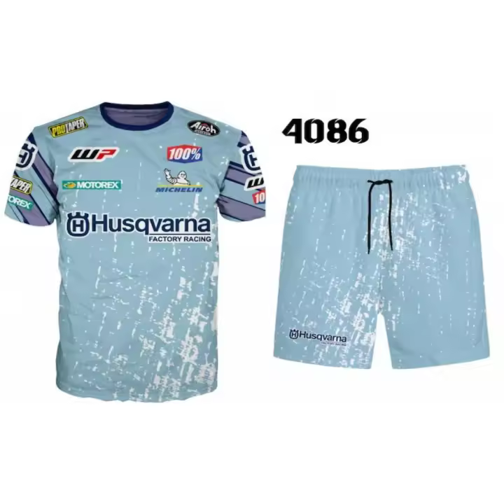 Kit de camiseta y pantalón corto Husqvarna |   Ropa impresa en 3D |   Diseño de ventilador |   Moda unisex - 1