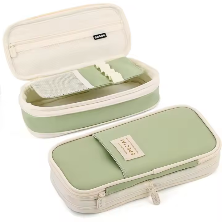 Organizador de papelería Escolar Grande, neceser para maquillaje y Cosméticos, color Negro - 1