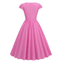 X Vestido acampanado con estampado de lunares y manga cuadrada elegante de verano para mujer - details 26