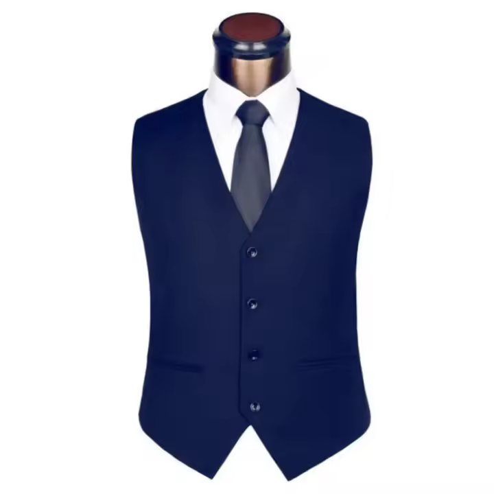 El nuevo vestido chalecos para hombres de Color sólido de un solo pecho ajustado traje para hombres chaleco masculino chaleco Homme Casual mangas - 1