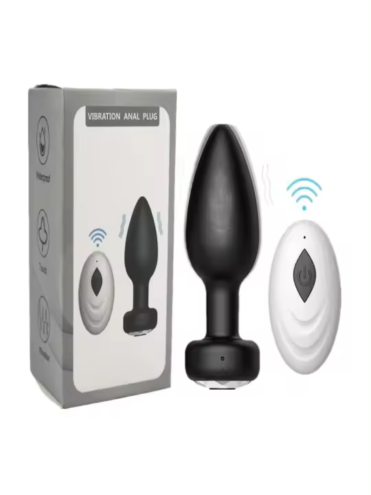 Dispositivo y coqueteo de doble propósito para adultos, tapón anal de silicona para masturbación con vibración y control remoto inalámbrico - 1