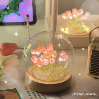 Flor de tulipán Artificial, adornos de luz nocturna hechos a mano, mesita de noche DIY, lámpara LED de noche, decoración de escritorio para dormitorio, regalos de cumpleaños, lámpara de mesa - details 17
