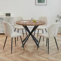 Mesa de Comedor Redonda con Tapa Moderna con Efecto Mármol, Mesa de Comedor de Cocina con Cuatro Patas de Metal, para Comedor, Sala de Estar,Blanco+GDL - details 11