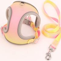 Chaleco con arnés para perro de Color degradado, transpirable con correa reflectante, correa para perro en el pecho y en la espalda, correa ajustable Universal para caminar para perros - details 4