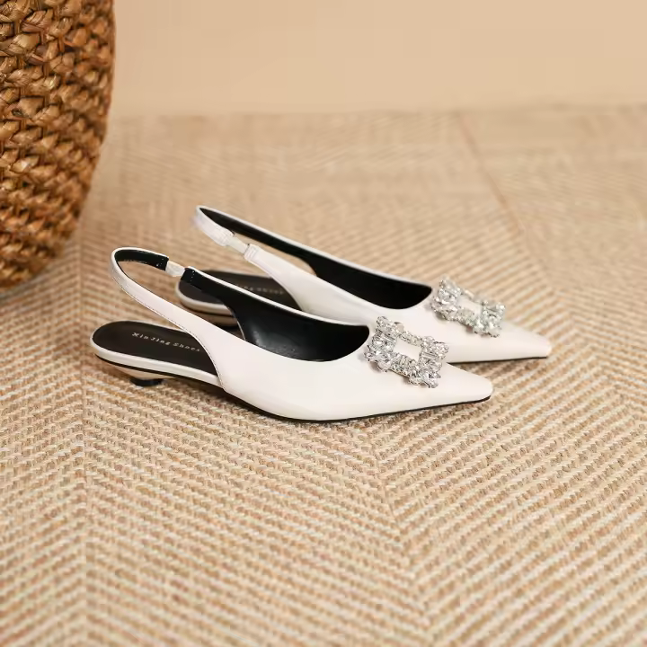 Nuevos zapatos planos de estilo francés con hebilla cuadrada y boca baja para mujer - 1